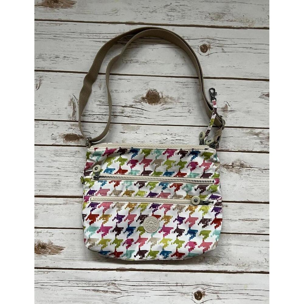 Kipling‎ Multicolor Houndstooth Crossbody Bag with Tan Strap